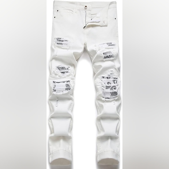 New Men's Designed Unique Street Urbanwear Jeans Multiple Sizes - Picture 1 of 4